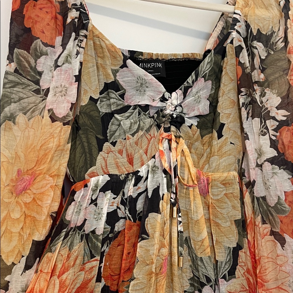 NWOT! MINKPINK Multicolor Floral Long Sleeve Dress, Size S - Picture 4 of 11